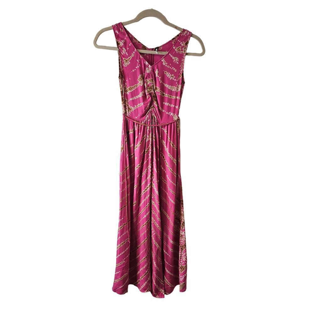 YFB Pink Tie‎ Dyed SzS. Young Fab Broke Maxi Flamenco Savannah Wash Silt dress.